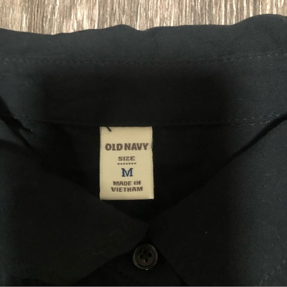 Old Navy Black Rayon Midi Shirt Dress - Roll-Tab Sleeves - Women's Size M - Picture 5 of 7